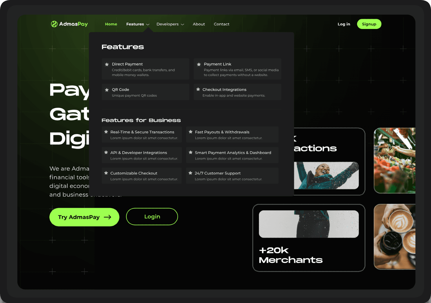 AdmasPay Has Neat & Clean User Interface.